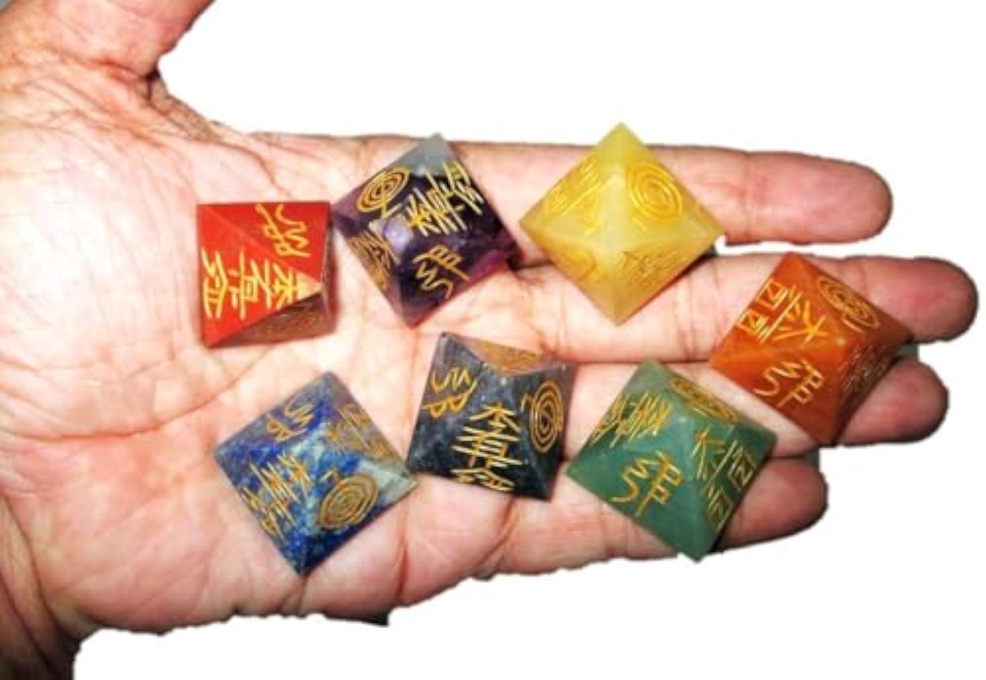 Jet Chakra Pyramid Usui Engraved Pentagram Healing Set