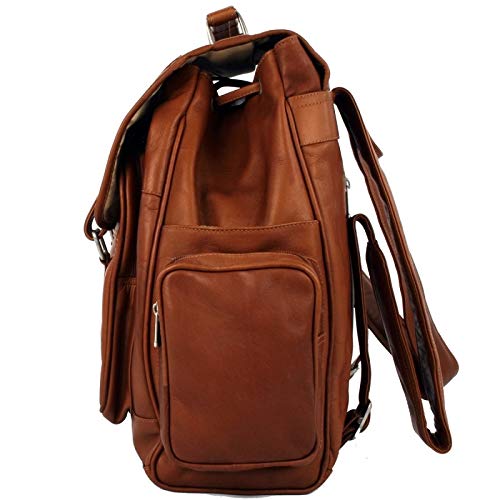 Double Loop Flap-Over Laptop Backpack, Saddle, One Size3