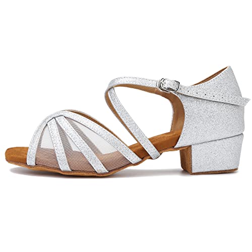 Image of Low Heel Ballroom Dance Shoes Women Latin Salsa Practice Dancing Shoes 1.5 Inch Heel ZB14