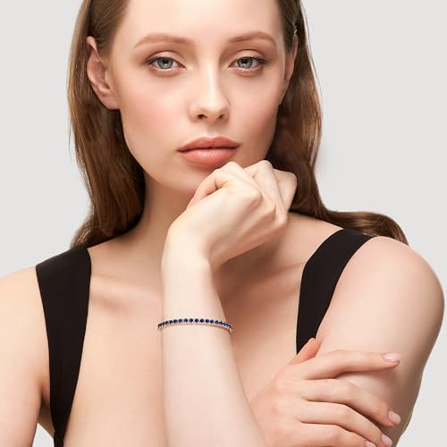 FANCIME Birthstone Bracelet Gold Tennis Bracelets Sterling Silver with Gold Plated Fine Jewelry Wedding Bridal Prom Birthday Gift for Women Her, Length 7.2 Inch Width 4mm2