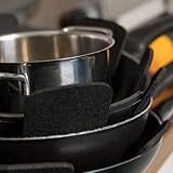GWAWG 6Pcs Pot Pan Protectors for Stacking 6 Different Size Black Pan Protectors for Protecting Stacking Pan Pads Separators(20,26,28,30,35,38cm) - Image 6