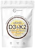 Micro Ingredients Vitamin D3 10,000 IU + K2 MK-7 200 mcg, 180 Softgels with Virgin Coconut Oil | 2-in-1 Vitamins D & K Complex | Extra Strength, Easy to Swallow, Non-GMO, Gluten Free