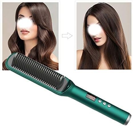 Peine alisador y rizador de cabello con tecnología iónica y cerámica, 3 en 1, para alisar, rizar y cepillar, con pantalla LED y control de temperatura miniatura 2