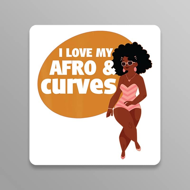 I Love My Afro & Curves | Gran idea de regalo | Calcomanía adhesiva, paquete de 2 pegatinas de 5 pulgadas | FBAS10871