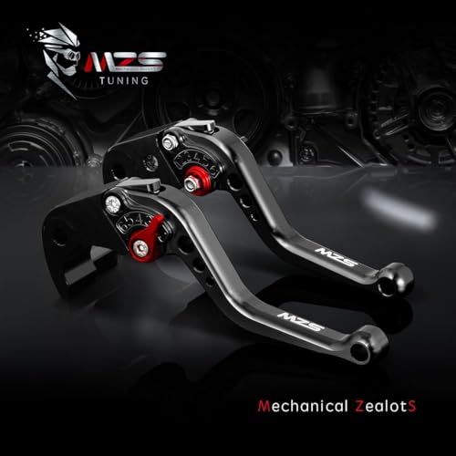 Image of MZS Black Motorcycle Brake Clutch Levers Adjustable Short CNC Set | for Vulcan 1500 1600 VN1500 VN1600 ZRX1100 ZRX1200 ZG1000 ZX11 ZX7R Tiger 1200 XR Explorer, Unbreakable Handle Lever Kit