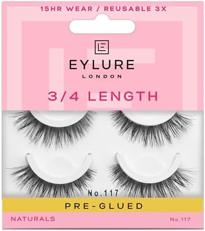 Pre-Glued Wispy Light Texture Eyelashes, No.117, Twin Pack