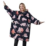 Huglanket Funny Raccoon Gifts, Raccoon Wearable Blanket Hoodies for Adults, Oversized Flannel Hooded Blankets, Gifts for Birthday, Christmas, One Size Fits All
