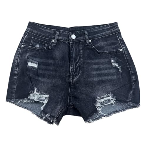 Short en jean délavé extensible et coupe confortable rétro