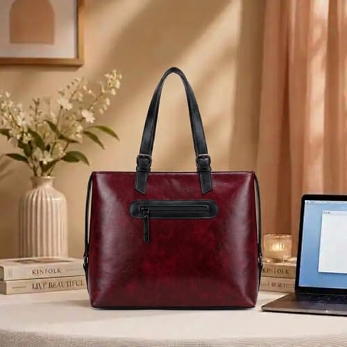 Image of VISMIINTREND Stylish Leather Office Laptop Tote Bag for Women| Shoulder Work Hand Bags for Women | College Bag for Girls | Fits 13 inch,14 inch, 15.6 inch Macbook Laptops