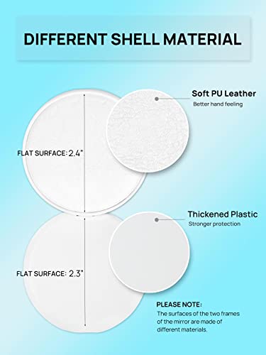 Getinbulk Compact Mirror Bulk, Small Pocket Makeup Round Mirror Double-Sided 1X/3X Magnifying Pu Leather (White, 2.7 Inches) #TOP3