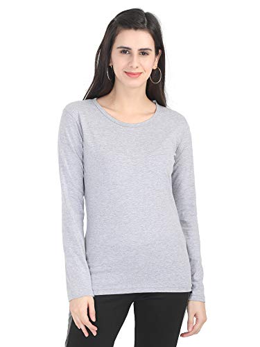 Image of FLEXIMAA Women's Cotton Plain Round Neck Full Sleeve T-Shirt