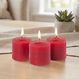 Ready for Any Grand Occasion: Stock up and save with this convenient 72-pack of votive candles bulk. Measuring a classic 1.5"W x 1.5"H, these votive candles perfectly fit small to large lanterns, table centerpieces, and mantel displays to instantly e...