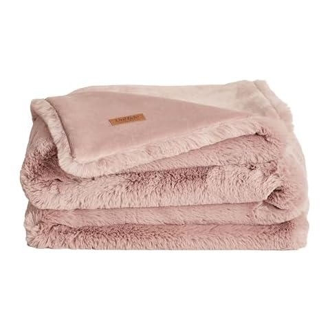 UnHide Marshmallow - Faux Fur Blanket - Heavy Weight, Extra Soft Blanket - Made from Recycled Materials - Machine Washable - Medium (60" x 80") - Rosy Baby Cover