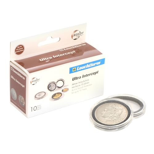 Lighthouse - Ultra Round Coin Capsules with INTERCEPT Technology Corrosion Protection for 33 mm Coins - Pack of 10