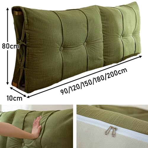 Zcxryfl Copritestata Letto Imbottita/Cuscino Da Lettura, Cuscino Di Supporto Per Schienale Anticollisione, Copertura Per Testiera Lavabile Per Testiere Letto Matrimoniale Singolo(90X80X10Cm,Beige) - 5