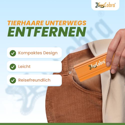 FURCOBRA Pro Tierhaarentferner Auto 4.33'' - Leichtes, kompaktes Werkzeug zur Katzen und Hundehaare Entfernen, Schaber für Bett, Couch, Teppich, Oberflächen im Haushalt - Tragbarer Pet Hair Remover