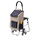 Carrello della spesa pieghevole con sedile – Carrello da arrampicata resistente a 4 ruote per un facile trasporto, leggero e carrello per la spesa