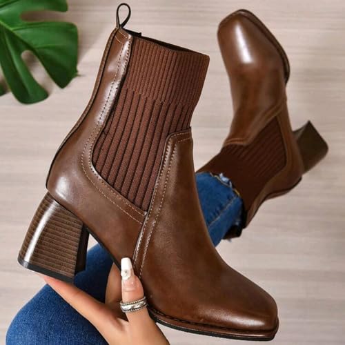 Bottines d'hiver à talon haut et bout carré pour un style décontracté chic - 3