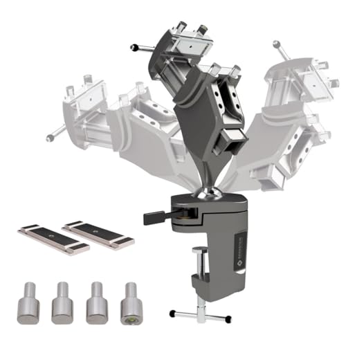 BERNSTEIN Kugelgelenk-Schraubstock SPANNFIX VICE PRO | Drehbar 360° + 45° Neigbar | Zum Anklemmen | Integriertes Lineal | Zentrierauge | Spannbacken