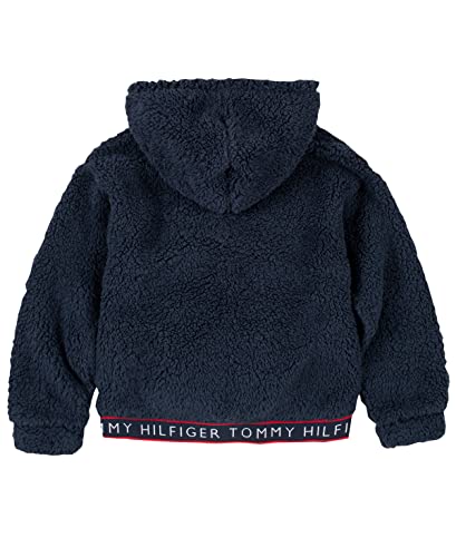 Tommy Hilfiger Girls' Full-Zip Fleece Hoodie Sweatshirt With Front Pockets, Navy Sherpa, 12-14 - Thumbnail 2