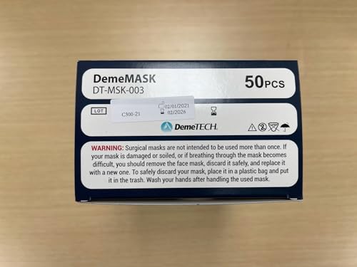 demetech made in the usa astm level 3 protective 3-layer face mask horizontal tie style adult size