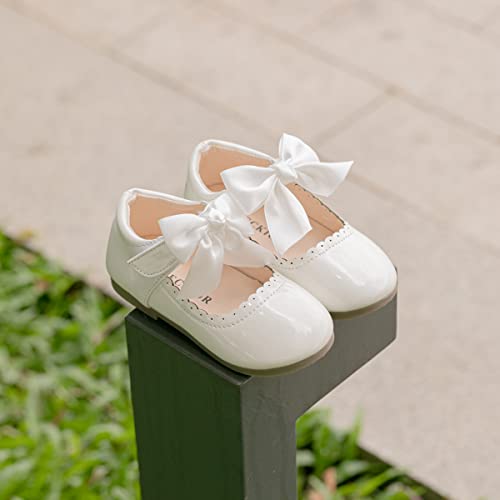 CENCIRILY Toddler Little Girls Flower Dress Shoes Mary Jane Ballet Flats Party School Bowknot Princess Wedding Shoes4