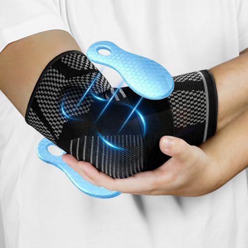 Fefod Coudière Tendinite, Coudière de Compression Sportive avec sangle et 2 Pads de Gel, Coudière Musculation et Épicondylite de Compression, Hommes Femmes pour Soulage la Douleur Tennis Sport Gym
