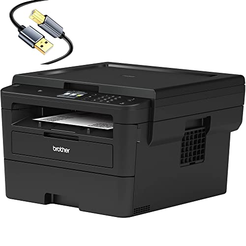 Brother HL-L2395DWC Wireless All-in-One Monochrome Laser Printer for Home Office - Print Copy Scan - 36ppm, 2400 x 600 dpi, 250-sheet, Automatic Duplex Printing, Hi-Speed USB, Tillsiy Printer Cable
