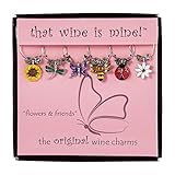 Wine Things WT-1611P Flowers & Friends, Painted Wine Charms, Fits neatly around stem, Multi-Color