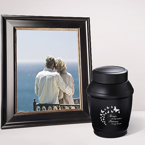 Image of Black Butterfly Medium Cremation Urn for Human Ashes Female /Male | Decorative Burial Urns for Women & Men,Metal Urns for Ashes