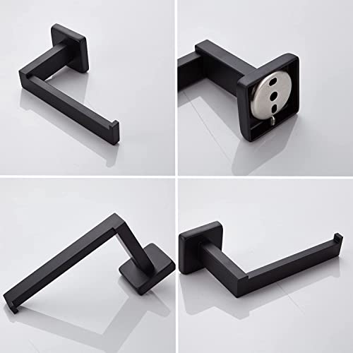 Tocten Toilet Paper Holder + Robe/Towel Hooks, Thicken Sus304 Stainless Steel Bathroom Tissue Holder & Coat Hook Wall Mounted For Bathroom Kitchen Back Door Wardrobe (Matte Black) #TOP3