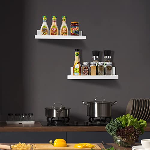 Upsimples Home Floating Shelves For Wall Decor Storage, Wall Shelves Set Of 5, Wall Mounted Wood Shelves For Bedroom, Living Room, Bathroom, Kitchen, Small Picture Ledge Farmhouse Shelves, White #TOP1