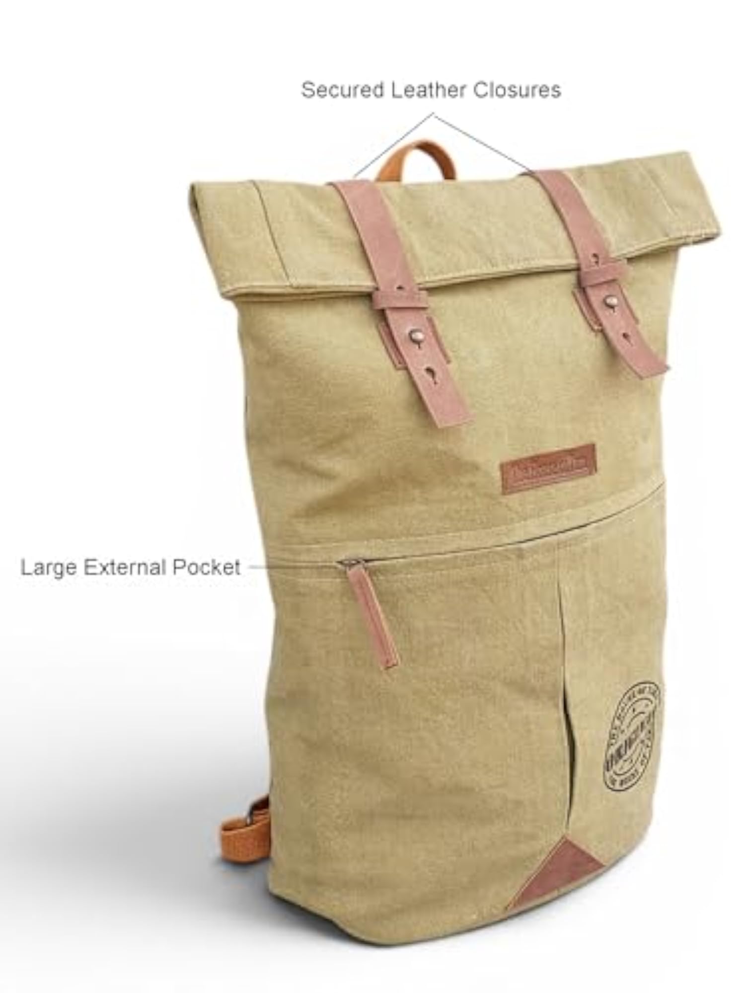 Canvas Backpack for Men and Women, Casual Roll Down Design