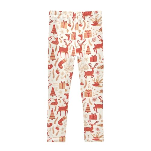 KLL Vintage Christmas Deer Elements Background Toddler Girls' Cotton Pants Fashion High Waisted Leg Yoga Pants Sports2