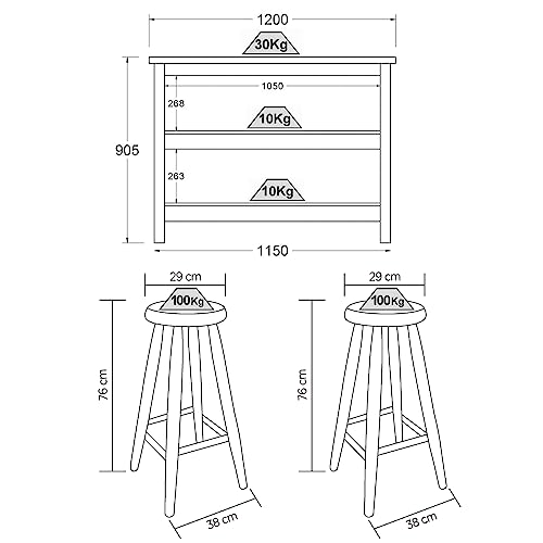 Ilha Cozinha + 2 Banquetas Ditália 2 Pratel. Preto Cd-1019