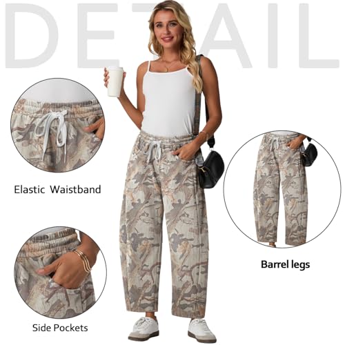 Image of Lepunuo Barrel Sweatpants Women Casual Baggy Elastic Waisted Pants Wide Leg Gym Trousers with Pockets