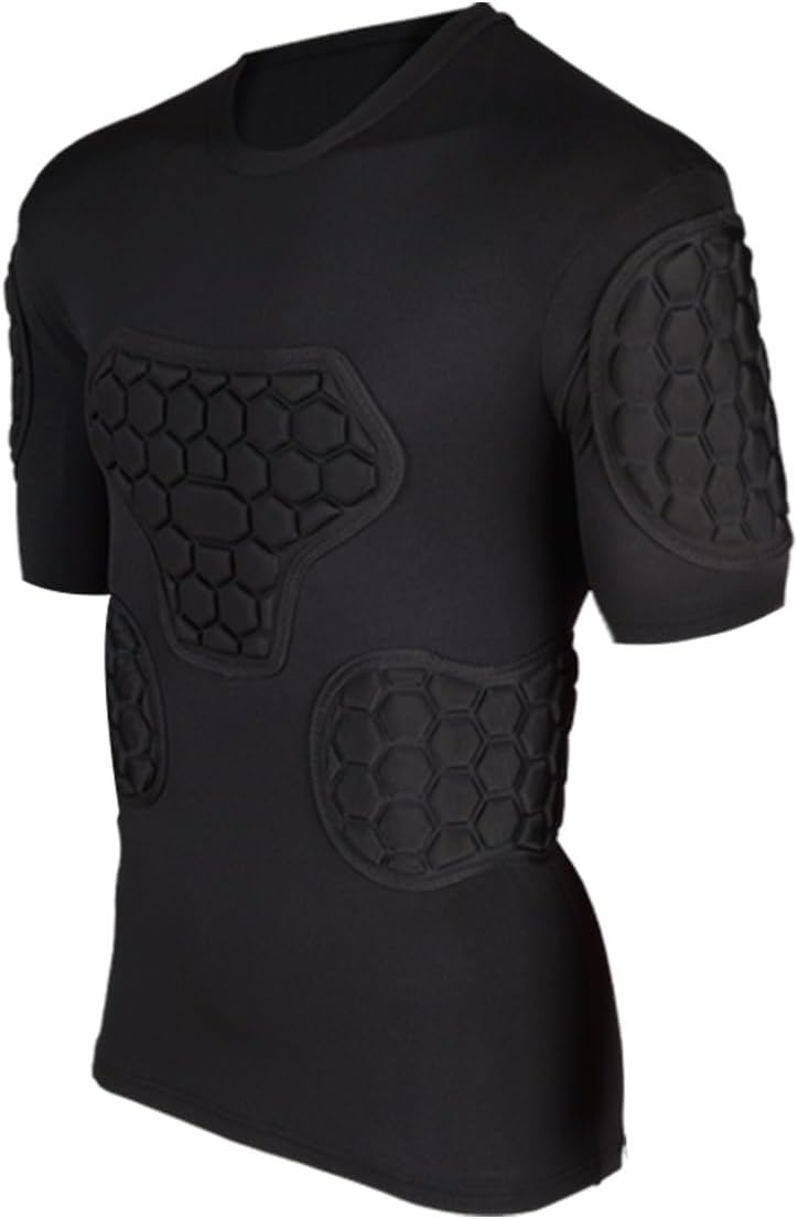 Shinestone Adult Men's Goalkeeper Armor BodyShield Padded Compression Shirt Pants and Short with Sponge Protector,X-Large Black