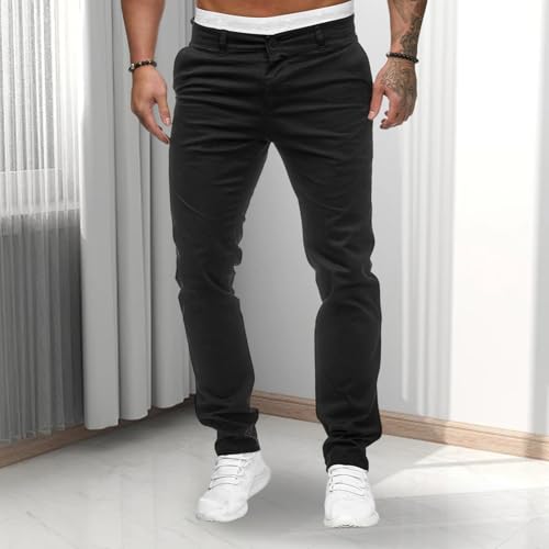 Men's Casual Stretch Straight Pants Fashion Solid Color Trousers Spring Fall Slim Fit Jogger Pants Sweatpants2
