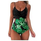 Bas Rouchés pour Femmes Bas Juniors Chaîne Rouge 30c Bikini Bain Bikini Marron sous-Sein Goth Coupe D Livres De Concours Bikini Spandex Bikini Léopard Haut Tissus Tissés Magasin (Green, M)