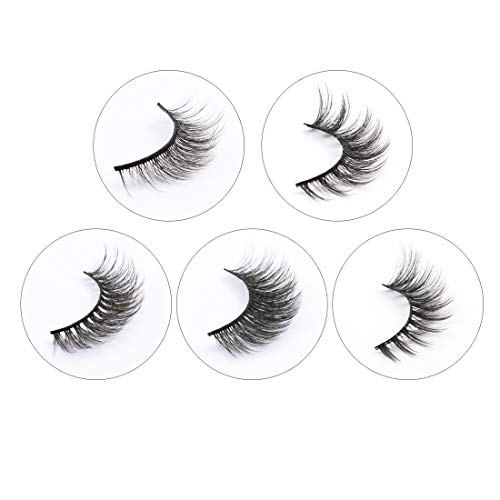Emeda 3D Natural False Lashes With Glue 5 Pairs Fluffy False Cat Eye Lashes Multipack Thick And Long False Eyelashes With Glue Strip Fake Lashes With Applicator False Lashes Kit #TOP4
