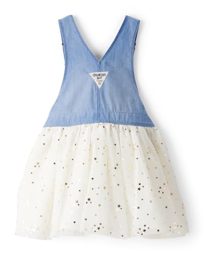Oshkosh Girls World's Best Overalls, Blue Chambray, 6M