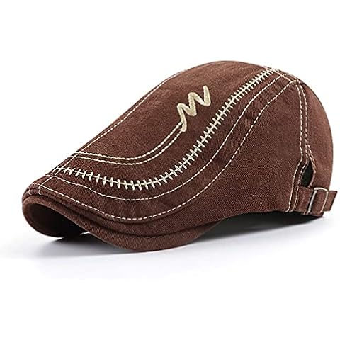 LAIFEKE Embroidery Unisex Beret Hat Leisure Cotton Peaked Cap Flat Caps Outdoor Travel Sunhat Duckbill Cap Adjustable Size (Coffee) Cover
