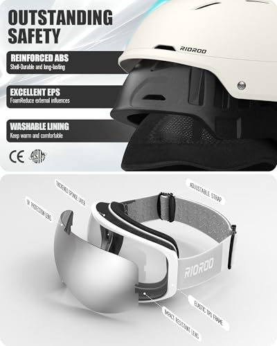 RIOROO Ski Helmet and Goggles Set for Men Women & Youth - Shockproof Snow Helmet with Anti Fog OTG Snow Goggles for Skiing Snowboarding - Thumbnail 3