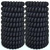 Leenchiry 20 Pieces Traceless Spiral Hair Ties No Damage Elastics Coil Hair Ties No Crease Phone Plastic Hair Bands Spiral Bracelets Ponytail Holders for Women and Girls - Matte Black