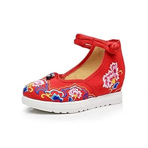 Geborduurde schoenen voor dames Bloemen geborduurde vrouwen enkel gespen canvas platte platforms middentop elegante dames zachte casual oude Beijing schoenen geborduurde hakken lynlyn