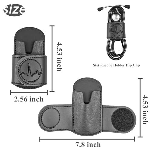 Czzmy PU-Leder Stethoskophalter mit Clip für Gürtel,Stethoskop-Halter,Stethoskophalter mit Clip für Ärzte und Krankenschwestern(1-Schwarz)