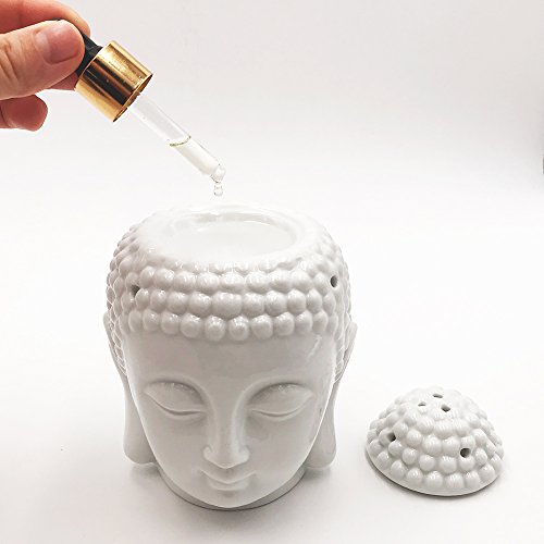 Buddha Head Statue Oil Burner Translucent Ceramic Aromatherapy Diffusers Home Decor (White) - Thumbnail 2