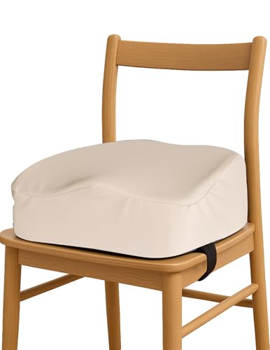 Image of Babelio Ergo-Designed Booster Seat for Kitchen Chair, Promote Proper Upright Posture, Toddler Booster Seat for Dining Table, Suitable for 18 Months to 5 Years, Stain-Resistant Faux Leather, Beige
