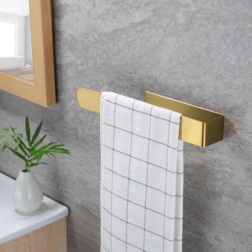 Image of Taozun Gold Hand Towel Holder, Adhesive Towel Rack Bathroom Towel Bar Stick on Wall, Stainless Steel Towel Ring Whithout Drilling, 11.8-Inch
