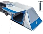 JOYTUTUS SUV Tent with Inflatable Pump, Easy Set-up Car Tent for 6 Person with Car Roof Canopy, Dual-Use Blow Up SUV Camping Tent with 2 Awnings, Double Door